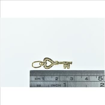 8K Heart Skeleton Key Love Promise Symbol Yellow Gold Charm/Pendant