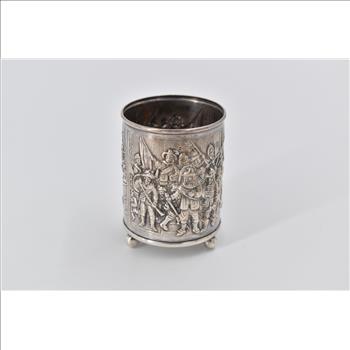 900 Silver 1924-1943 Holland Ornate Repousse Footed Cup