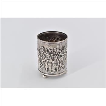 900 Silver 1924-1943 Holland Ornate Repousse Footed Cup