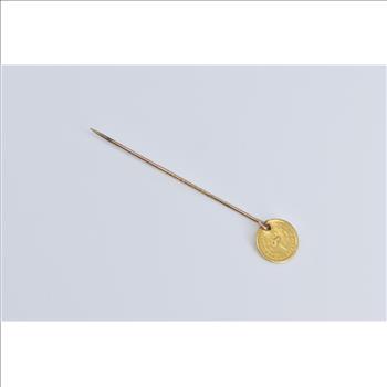 9K 1849 Type One $1 One Dollar Gold Coin Yellow Gold Stick Pin