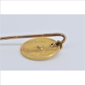 9K 1849 Type One $1 One Dollar Gold Coin Yellow Gold Stick Pin