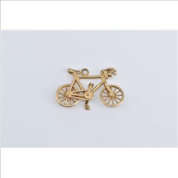 9K 3D Articulated Bicycle Bike Travel Yellow Gold Charm/Pendant