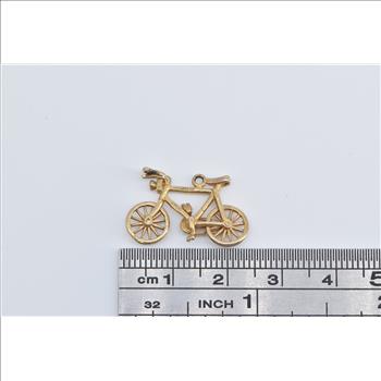 9K 3D Articulated Bicycle Bike Travel Yellow Gold Charm/Pendant