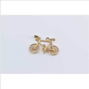 9K 3D Articulated Bicycle Bike Travel Yellow Gold Charm/Pendant