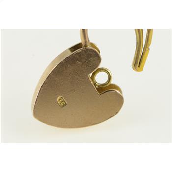 9K 3D Articulated Heart Padlock Loyalty Yellow Gold Charm/Pendant
