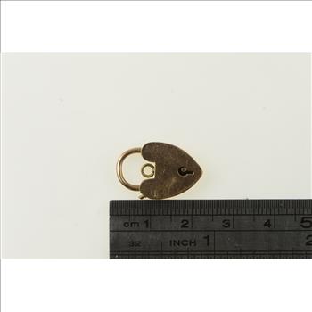 9K 3D Articulated Heart Padlock Loyalty Yellow Gold Charm/Pendant