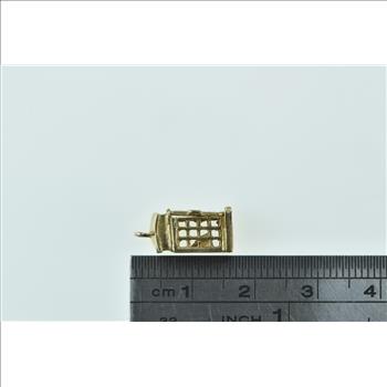9K 3D Articulated London Phone Box Souvenir Yellow Gold Charm/Pendant