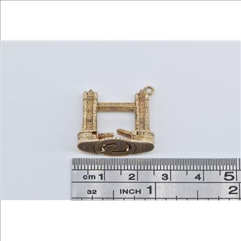 9K 3D Articulated London Tower Bridge Travel Yellow Gold Charm/Pendant