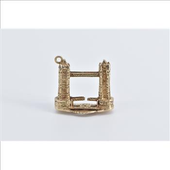 9K 3D Articulated London Tower Bridge Travel Yellow Gold Charm/Pendant