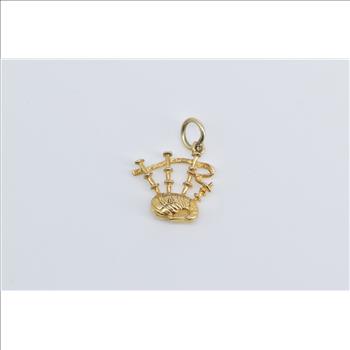 9K 3D Bag Pipe Scottish Music instrument Scotland Yellow Gold Charm/Pendant
