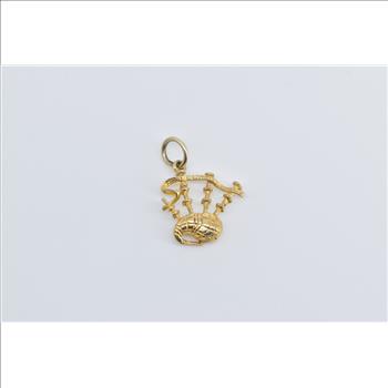 9K 3D Bag Pipe Scottish Music instrument Scotland Yellow Gold Charm/Pendant