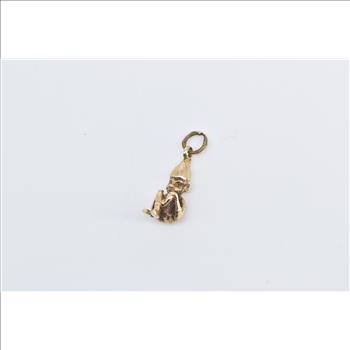 9K 3D Elf Vintage Holiday Tradition Christmas Yellow Gold Charm/Pendant