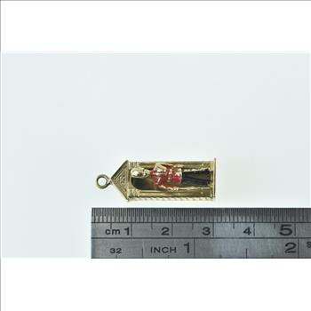 9K 3D Enamel London Kings Guard Tower of London Yellow Gold Charm/Pendant