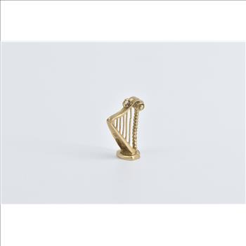 9K 3D Harp Stringed Instrument Music Musician Yellow Gold Charm/Pendant