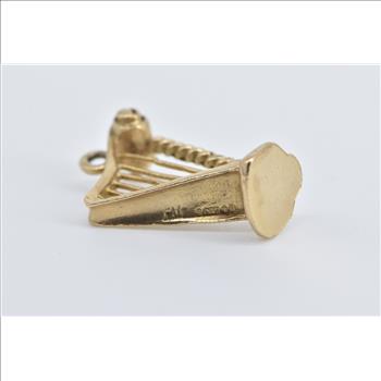 9K 3D Harp Stringed Instrument Music Musician Yellow Gold Charm/Pendant