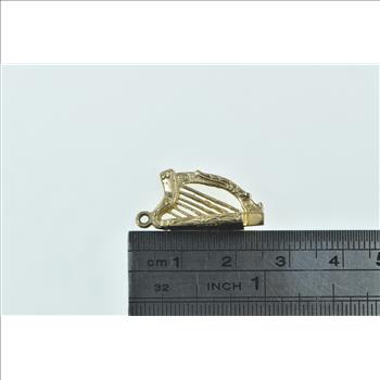 9K 3D Ornate Harp Musical Instrument Yellow Gold Charm/Pendant