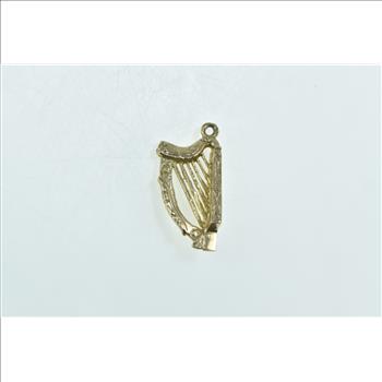 9K 3D Ornate Harp Musical Instrument Yellow Gold Charm/Pendant