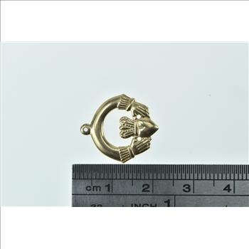 9K Claddagh Traditional Celtic Loyalty Symbol Yellow Gold Charm/Pendant