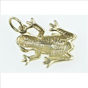 9K Frog Stylized Tropical Rainforest Animal Yellow Gold Charm/Pendant