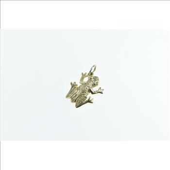 9K Frog Stylized Tropical Rainforest Animal Yellow Gold Charm/Pendant