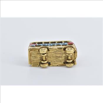 9K London Enamel Double Decker Bus Travel Yellow Gold Charm/Pendant