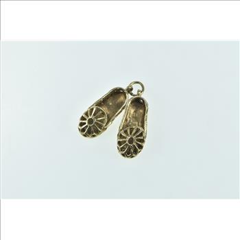 9K Ornate Filigree Crochet Slipper Shoe Yellow Gold Charm/Pendant