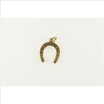9K Ornate Vintage Horse Shoe Lucky Yellow Gold Charm/Pendant