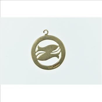 9K Pisces Zodiac Sign Astrology Star Symbol Yellow Gold Charm/Pendant