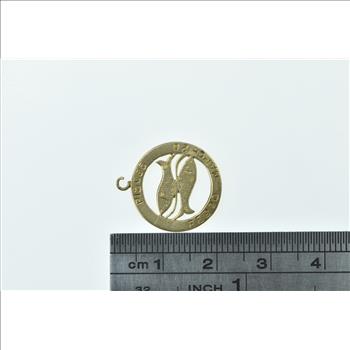 9K Pisces Zodiac Sign Astrology Star Symbol Yellow Gold Charm/Pendant