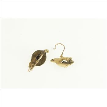 9K Victorian Seed Pearl Garnet Ornate Yellow Gold Earrings