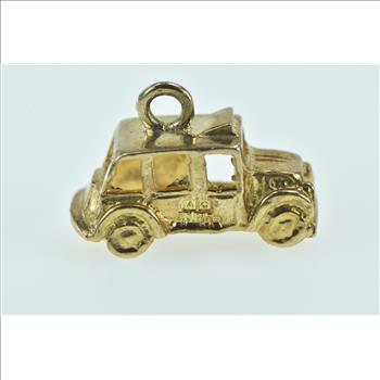 9K Vintage London Taxi Cab Vintage Travel Yellow Gold Charm/Pendant