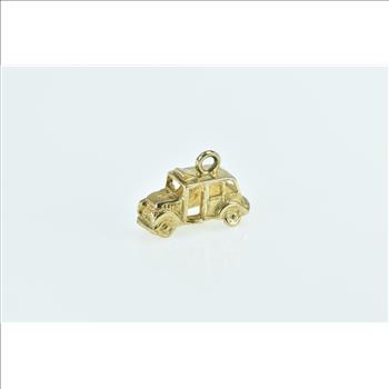 9K Vintage London Taxi Cab Vintage Travel Yellow Gold Charm/Pendant