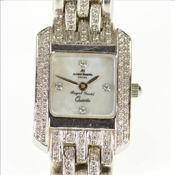 Alfred Hammel 1.06 Ctw Diamond Mother of Pearl 13mm Face Watch - Women's
