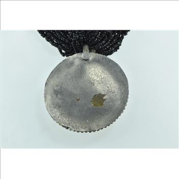 Basemetal Tibetan Layered Beaded Inlay Medallion Necklace 15.5