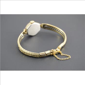 Benrus Antique Style 10K Rolled Gold Plated Stainless 16.9x11.8mm Face Ladies Vintage Wrist Watch