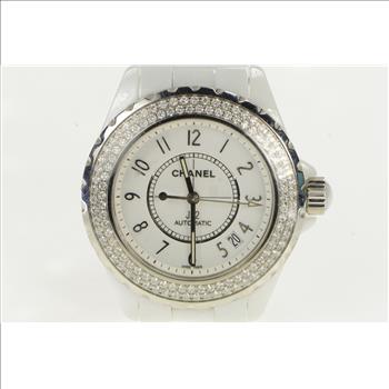 Chanel J-12 H0967 White Ceramic Diamond Watch - Women's