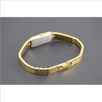 Citizen Gold Plated Base Metal Rectangular Textured Band 20x8.6mm Face Ladies Vintage Wrist Watch