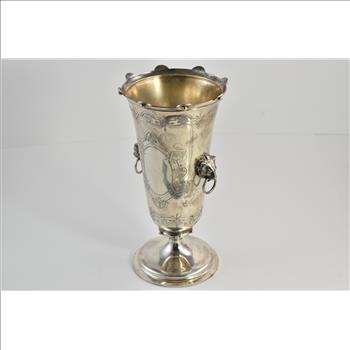 Coin Silver Gorham Birmingham Lion Door Knocker Vase