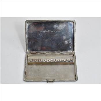 Coin Silver Italian Ornate Scroll Engraved Cigarette Case