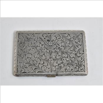 Coin Silver Italian Ornate Scroll Engraved Cigarette Case