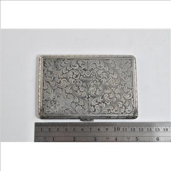 Coin Silver Italian Ornate Scroll Engraved Cigarette Case