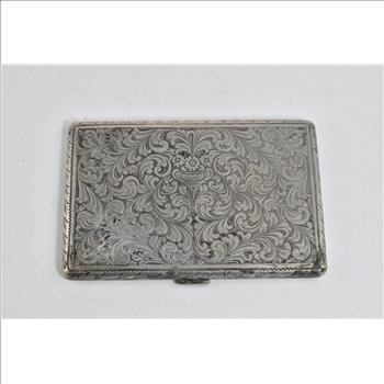 Coin Silver Italian Ornate Scroll Engraved Cigarette Case