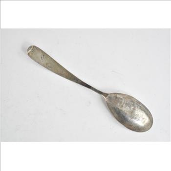 Coin Silver Ornate Engraved Floral Monogram Serving Spoon