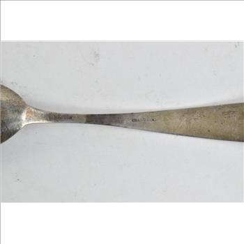 Coin Silver Ornate Engraved Floral Monogram Serving Spoon