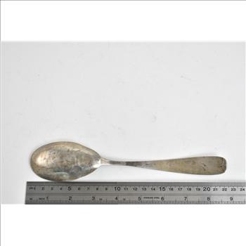 Coin Silver Ornate Engraved Floral Monogram Serving Spoon