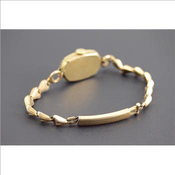 Elgin 10K Gold Filled Antique Style Rounded Rectangular 14.7x11.3mm Face Ladies Vintage Wrist Watch