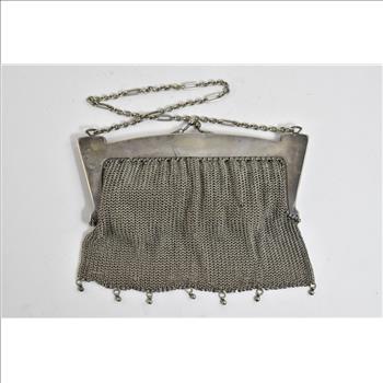 German Silver German Ornate Floral Mesh Hand Bag Purse