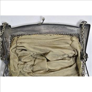 German Silver German Ornate Floral Mesh Hand Bag Purse