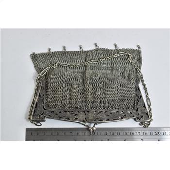 German Silver German Ornate Floral Mesh Hand Bag Purse