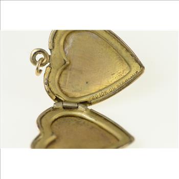 Gold Filled 1950's Engraved Heart Photo Locket Pendant